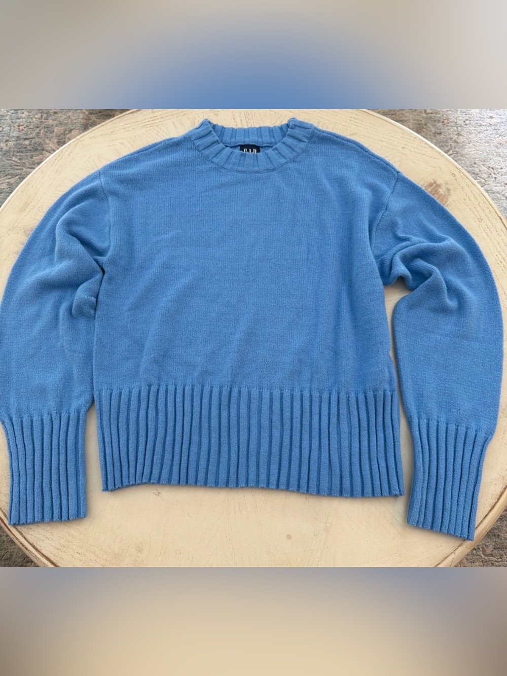 GAP cotton blend soft warm cozy blue sweater wide ribbed cuffs size medium